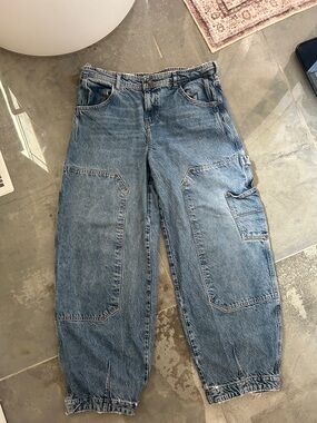 We The Free low rise Baggy Barrel Light Blue Wide Leg Carpenter Jeans
